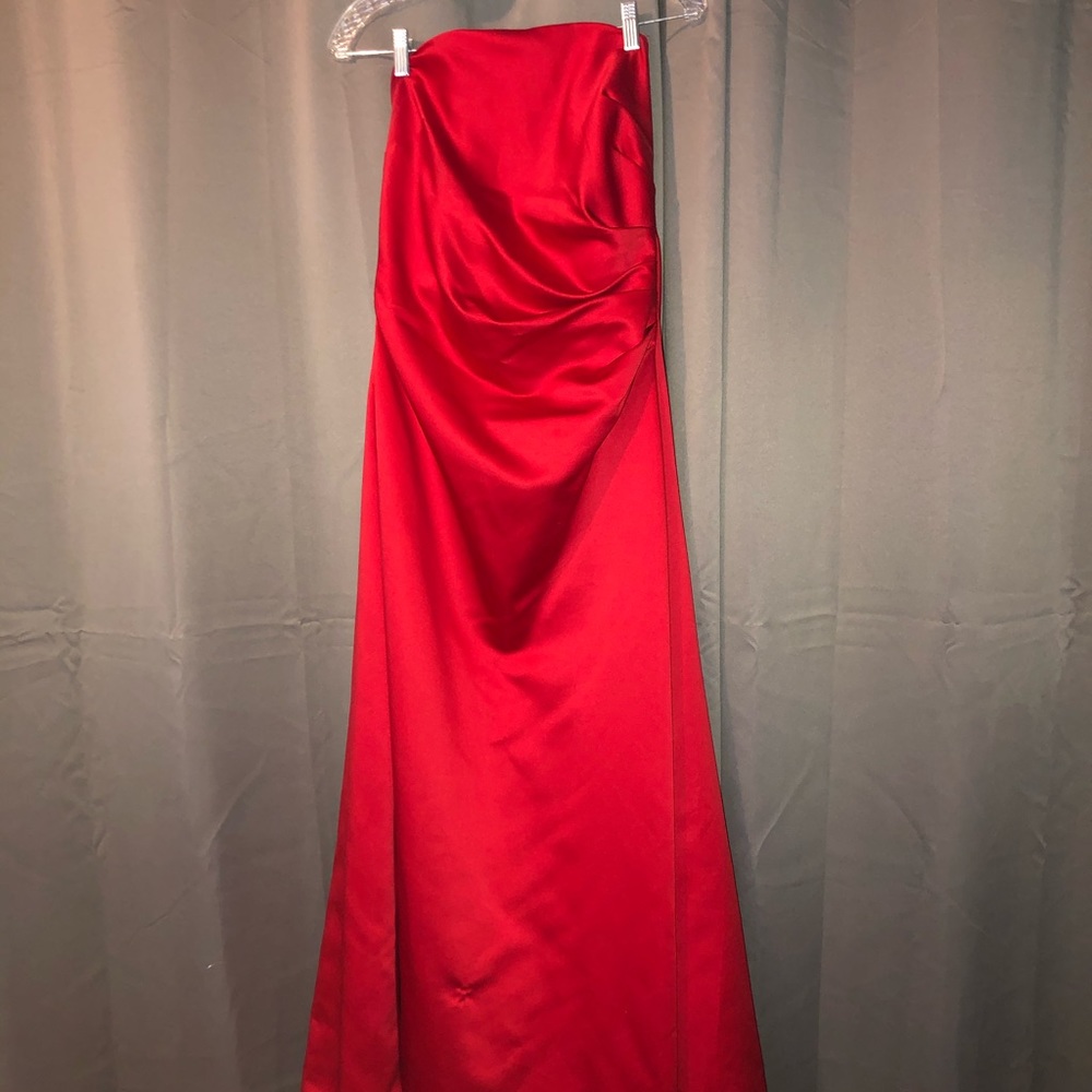 Red silk prom dress